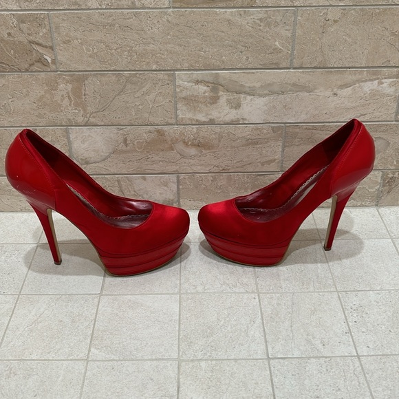 bebe Platform Red Stiletto Heels Size 8 - Picture 5 of 12